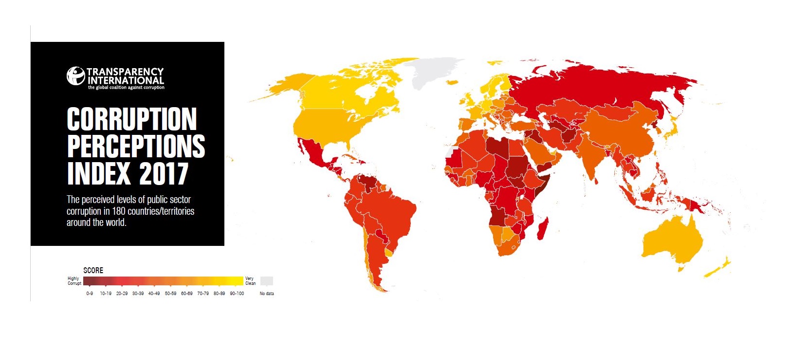 Corruption Perception Index: l'Italia migliora nel 2017 e sale alla 54° posizione